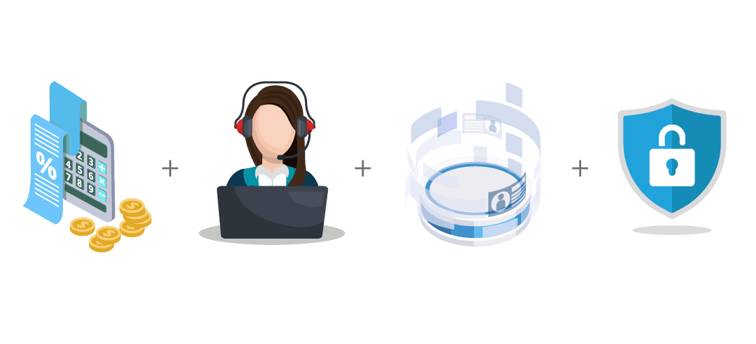 Icons for fees, customer support, trading technology and security in a brokerage value proposition